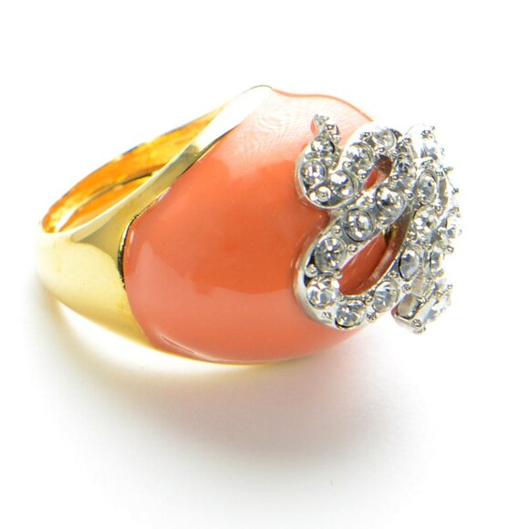 Kenneth Jay Lane KJL Enamel & Crystal Snake Cocktail Ring